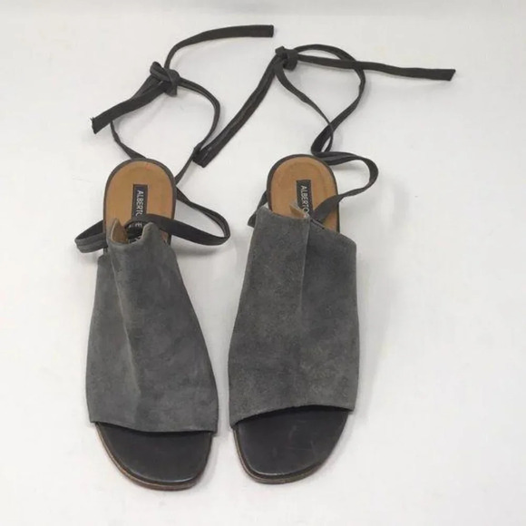 Alberto Fermani Shoes Sandals Heels Mules Lace Up Leg Italy Gray Suede 38 US 8 - Picture 6 of 16